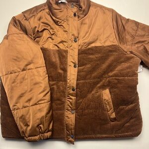 Time and Tru Corduroy Puffer Jacket 2X NWT Brown